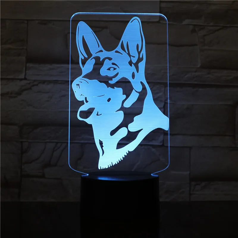 

3D-1056 German Shepherd Dog LED Acrylic Night Light with 7 Colors Touch Remote Control Illusion Change Home Decoration Lights