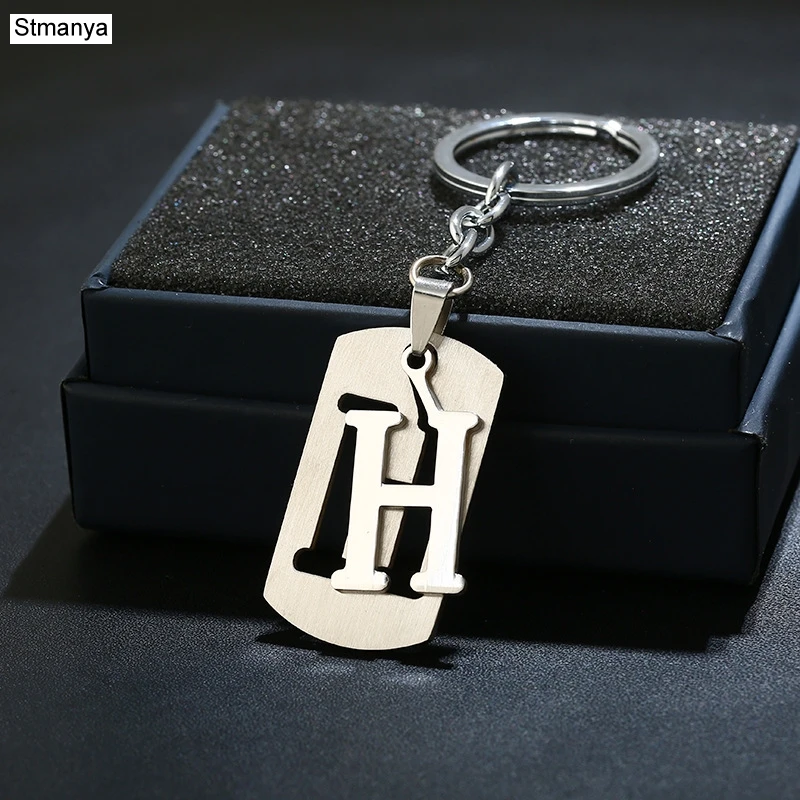 DIY из нержавеющей стали A-Z буквы брелок талисман 26 букв брелок мужской женский брелок пара подарок ювелирные изделия автомобильный брелок