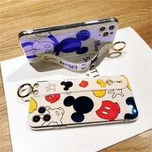Cute Mouse Phone Case For iPhone 12 Pro 11 ProMax Xr Xs 7 8 Plus 12 Mini Blu-ray Cartoon Protection Silicone Cover Wristband