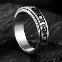 2021 retro stainless steel rotatable mens couple ring high quality moon star rotable rings punk women man jewelry party gift
