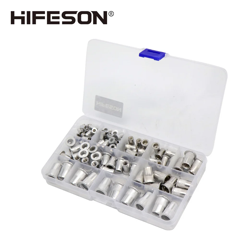 

HIFESON 95Pcs and 300Pcs Aluminum Rivet Nut Set Rivnut Insert Nutsert KIT M3 M4 M5 M6 M8 M10 for Rivet Nut Gun Riveter Tool