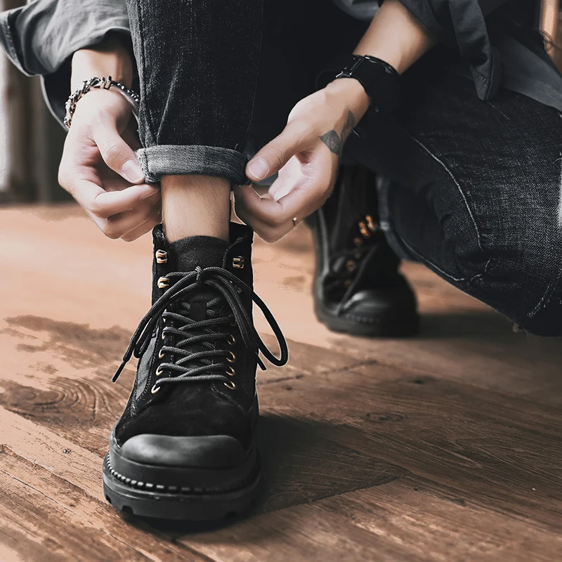 Ankle Boots Mens winter New sale Fashion casual work safety shoes for male Canvas Breathable trainers sneakers sports cowboy | Обувь