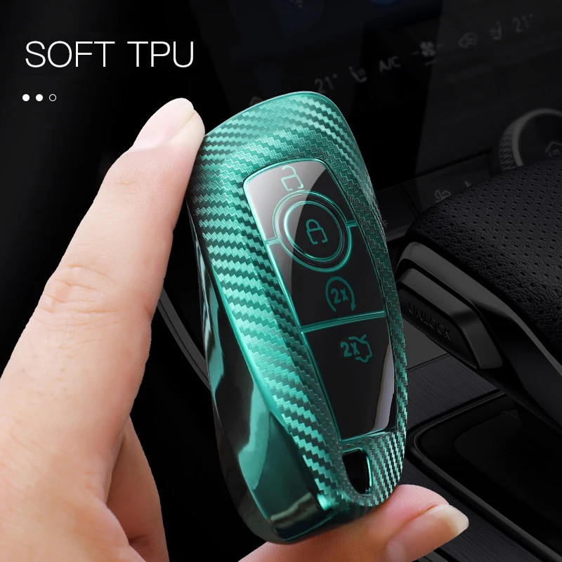 Чехол для автомобильного ключа из углеродного волокна чехол Ford Fusion Mondeo Mustang Edge