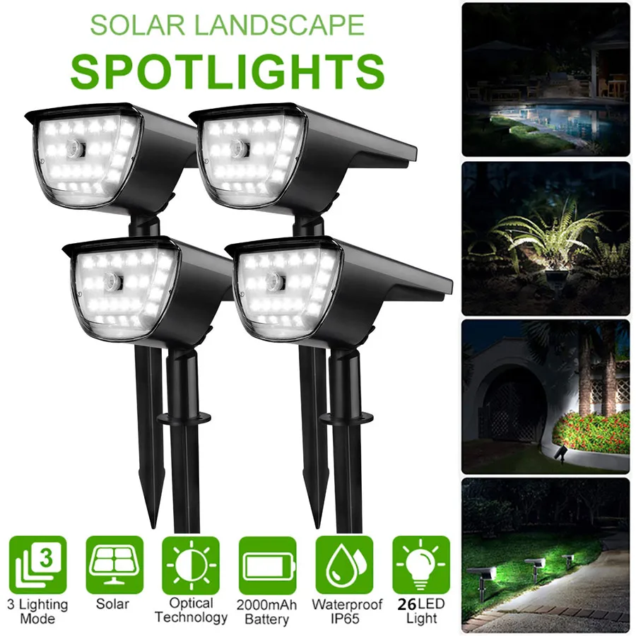 

Super Bright Solar Lights 26LEDS Landscape Solar Spotlight Lighting Motion Detected IP65 Waterproof Outdoor Solar sensor light