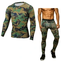 camouflage tracksuit men 2 piece set tactical long sleeved shirt man leggings breathable quick drying compression tights sports