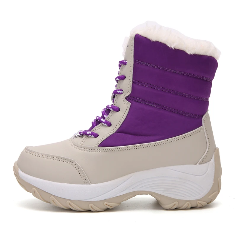 Purple Sialia/зимние ботинки для девочек; детская обувь; детские зимние ботинки; обувь для мальчиков; водонепроницаемые кожаные теплые детские сапоги с плюшевой подкладкой; - Цвет: Purple