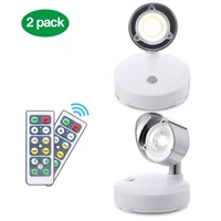 2pcs led wall lamp cabinet light battery powered remote control spotlight for kitchen indoor lighting showcase home warm white