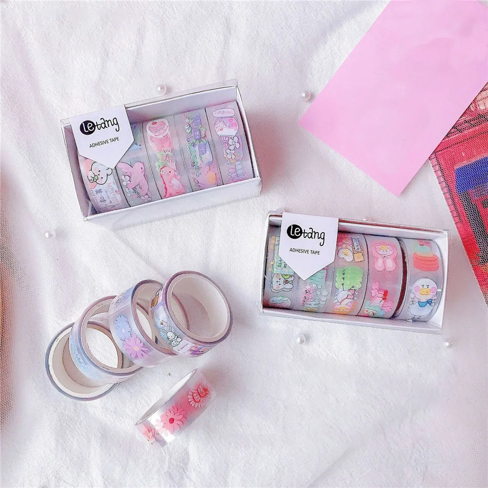 

5pcs/Set Kawaii Cartoon Washi Tape Self Adhesive Masking Tapes DIY Scrapbooking Journal Diary Stickers Office Stationery