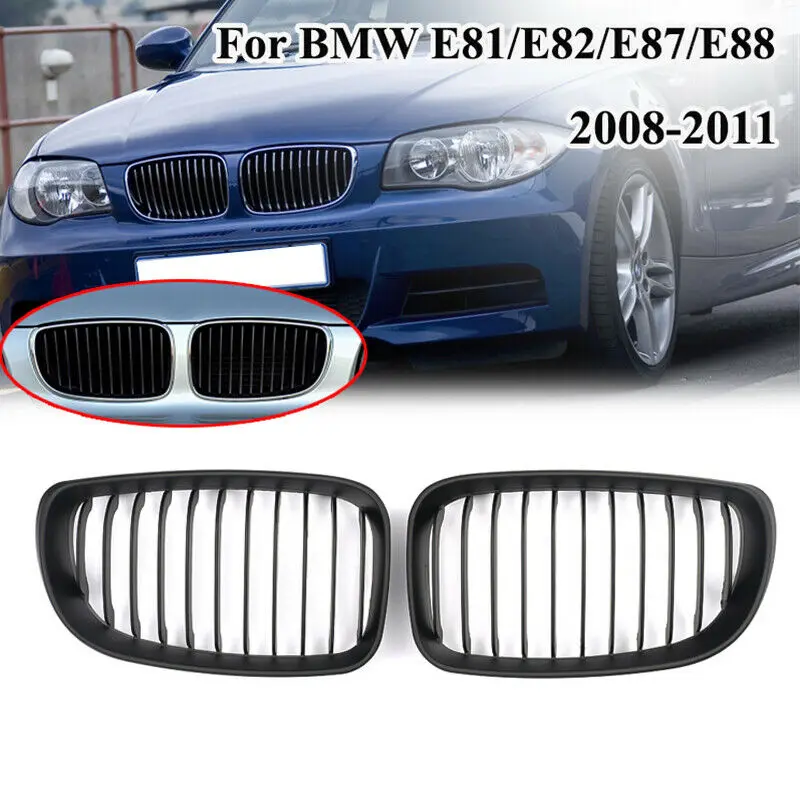 

Передний бампер, решетка для BMW E81, E82, E87, E88, 118i, 125i, 1 серии, 2007-2013, матовый черный, 1 планка, Стайлинг автомобиля