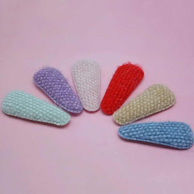 36 шт./лот 6 см Пушистый фетровый мягкий зажим для волос с аппликацией DIY ручной