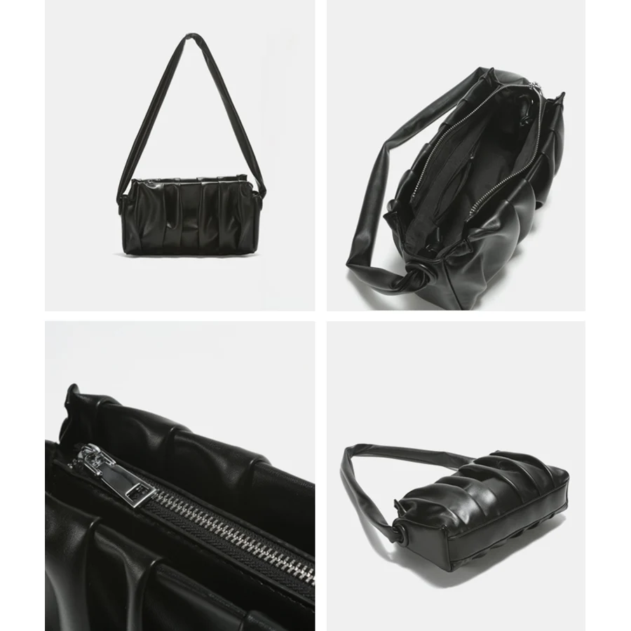 

2021 New Woman Peated Shoulder Bags Trendy Baguette Underarm bag Folds Female Handbag Pu Leather Cloud Hand Bags