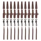 10 комплектов 40 шт. рыболовные наконечники для карпа снасти свинцовые зажимы Быстросменные Вертлюги с защитой от спутывания коричневые