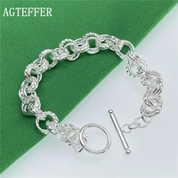 agteffer new 925 sterling silver bracelets bangles for women bracelet round circle chain bracelets best gift
