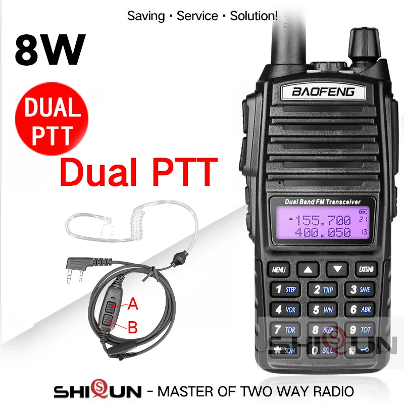 Add Acoustic Headset BaoFeng портативная рация UV-82 обновленная 8 Вт Baofeng UV 82 двойная PTT гарнитура микрофон рация 10 км Baofeng 8 Вт Радио baofeng uv 9r 5R - Цвет: Add Acoustic Headset