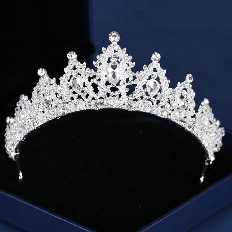 Трендовая свадебная корона серебряные стразы свадебный венец со стразами принцесса головной убор Свадебные аксессуары для волос ручной работы свадебная корона