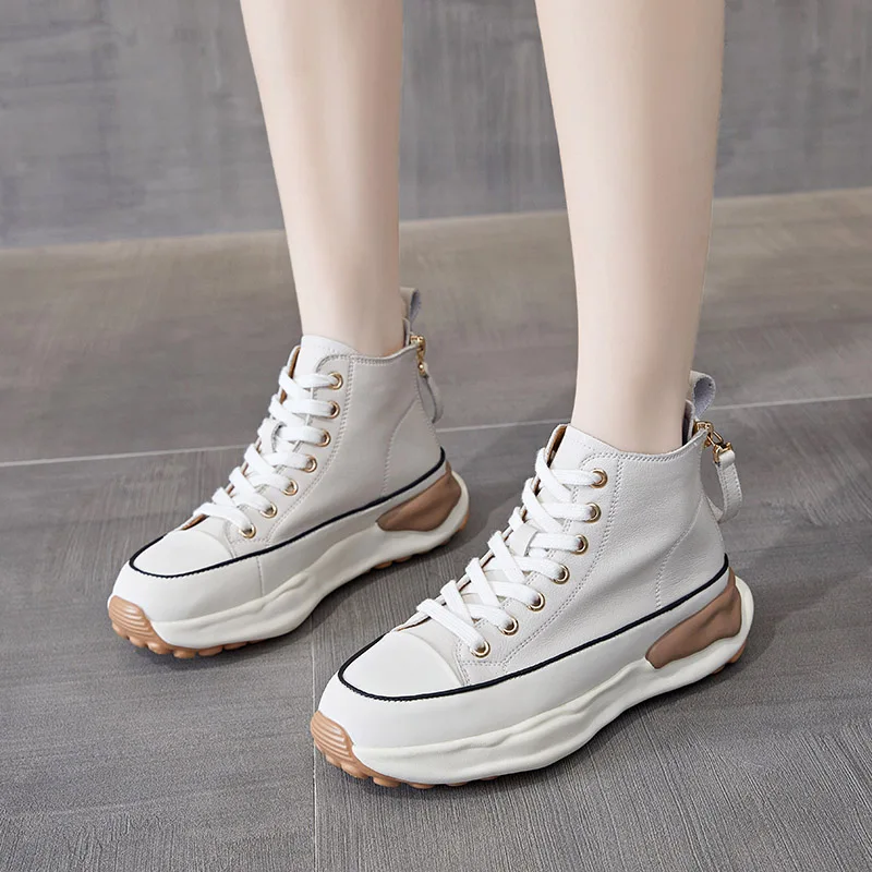 

Women's Casual Leather Shoes Comfortable Outdoor Running Basketball Sport Shoes Lightweight Mesh Non-Slip Leather Shoes Sneakers