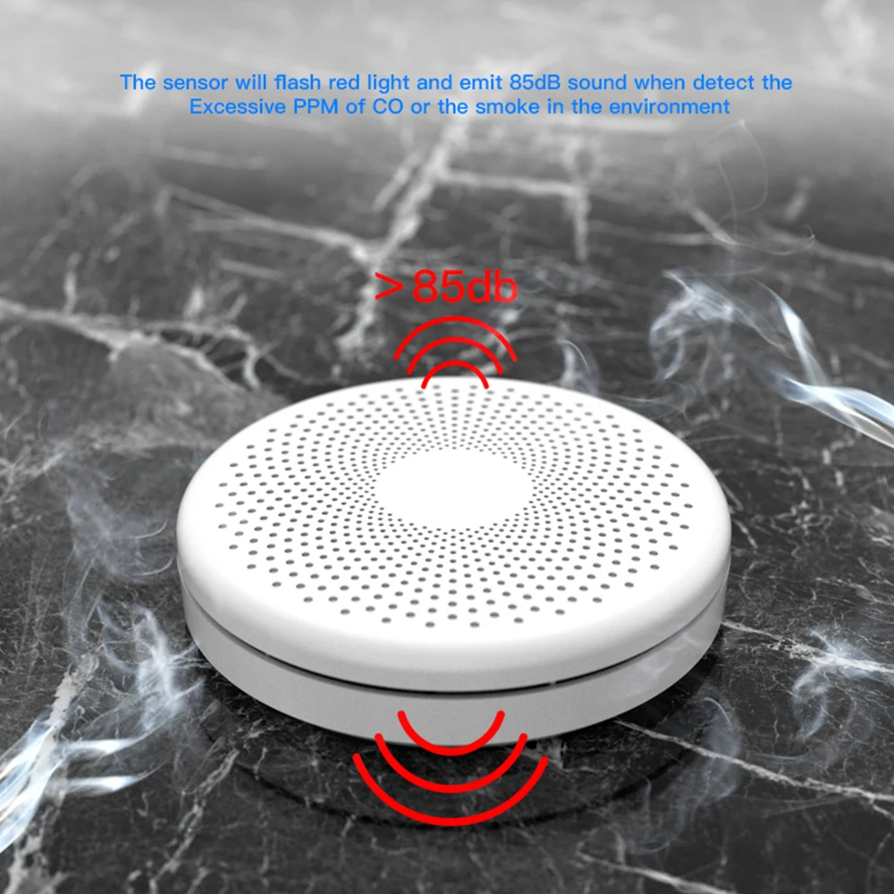Tuya 2 w 1 czujnik dymu CO czujnik tlenku węgla Alarm wbudowany alarm dźwiękowy 85dB wskaźnik LED bezpieczeństwo w domu ochrona przeciwpożarowa 2 Tuya 2 w 1 czujnik dymu CO czujnik tlenku węgla Alarm wbudowany alarm dźwiękowy 85dB wskaźnik LED bezpieczeństwo w domu ochrona przeciwpożarowa 2