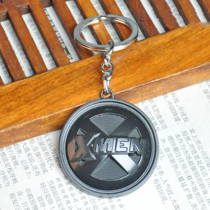 Черный 10 шт./лот 3D комический супергерой DC X-MEN логотип брелок для ключей в форме щита Марвел из мстителей комиксов X человек брелок завесы для сувениры для поклонников - Цвет: Черный