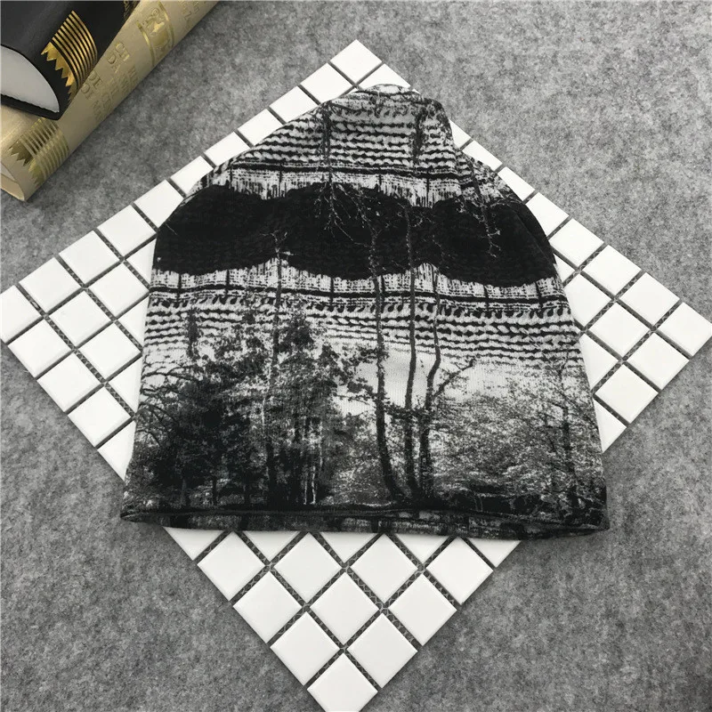 Шапка-бини женская из полиэстера повседневная шапка с цветочным принтом для