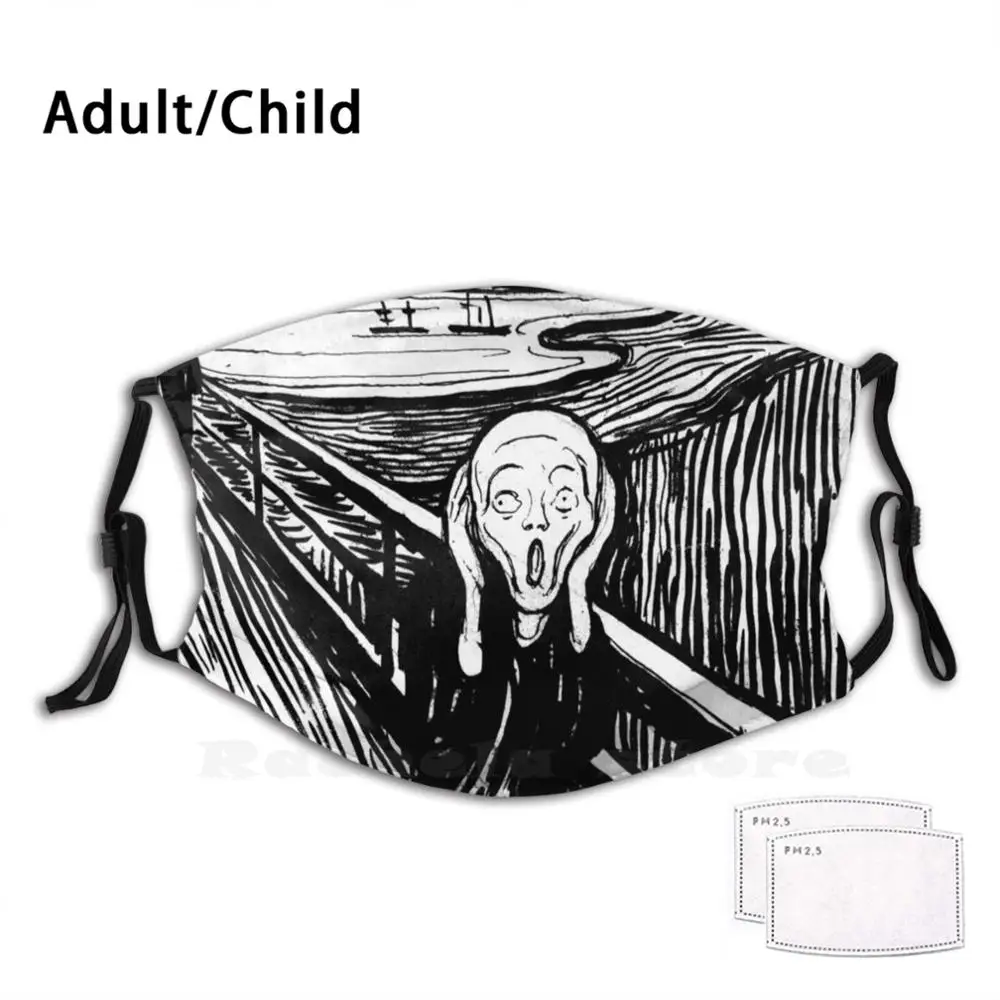Маска с изображением крика Эдварда многоразовая маска фильтром Pm2.5 для взрослых