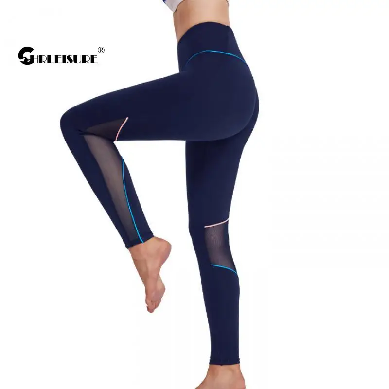 

CHRLEISURE Tights Sport Leggings High Waist Hip Lift Sexy Mesh Pocket Back Running Yoga Pants Breathabel Quick Dry Gym Clothing