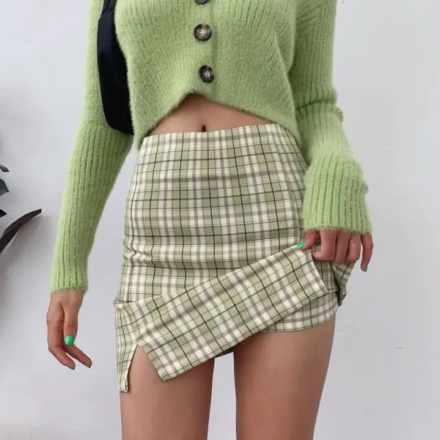 

Harajuku Skirt Hip Skirt Short Summer Skirts High Waist Short Skirt Plaid Skirt Wrap Skirt Bodycon Skirt Basic Skirt Sexy Skirt