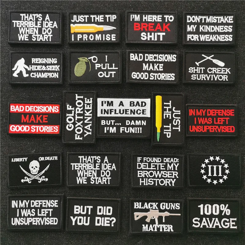 

Black and White Embroidery Patches for Clothes Sewing Supplies Decorative Stickers Clothing DIY Hook Loop Badges