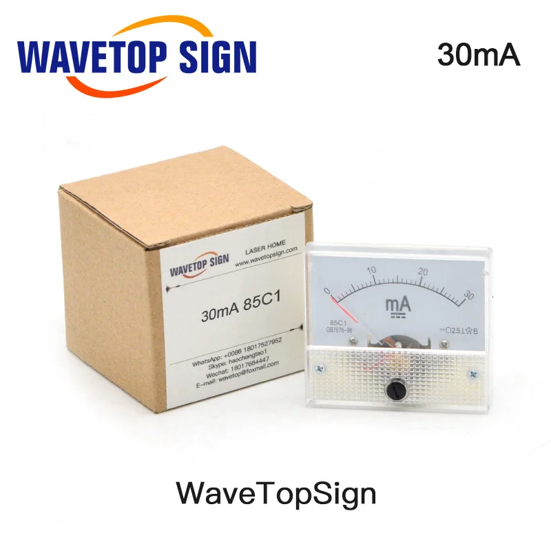 WaveTopSign Хуа Амперметр 30mA 50mA 85C1 DC 0-50mA аналоговая AMP Панель измеритель тока для CO2 лазерный станок для гравировки и резки - Цвет: 30mA
