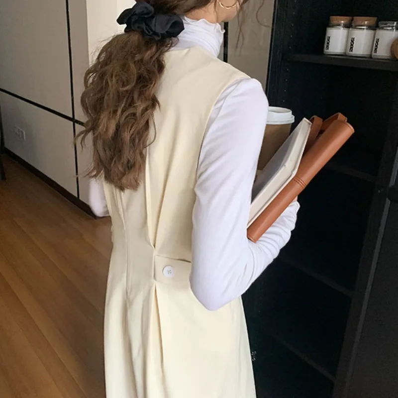 

2021 Early Spring New Sleeveless Dress Women's Mid-Length Base Skirt Graceful Vest Long Dress Platycodon Grandiflorum Black