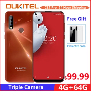 OUKITEL C17 Pro 6,35 дюйма 19:9 Android 9,0 мобильный телефон MT6763 Восьмиядерный 4 Гб RAM 64 Гб ROM отпечаток пальца 3900 мАч Тройная камера Sma