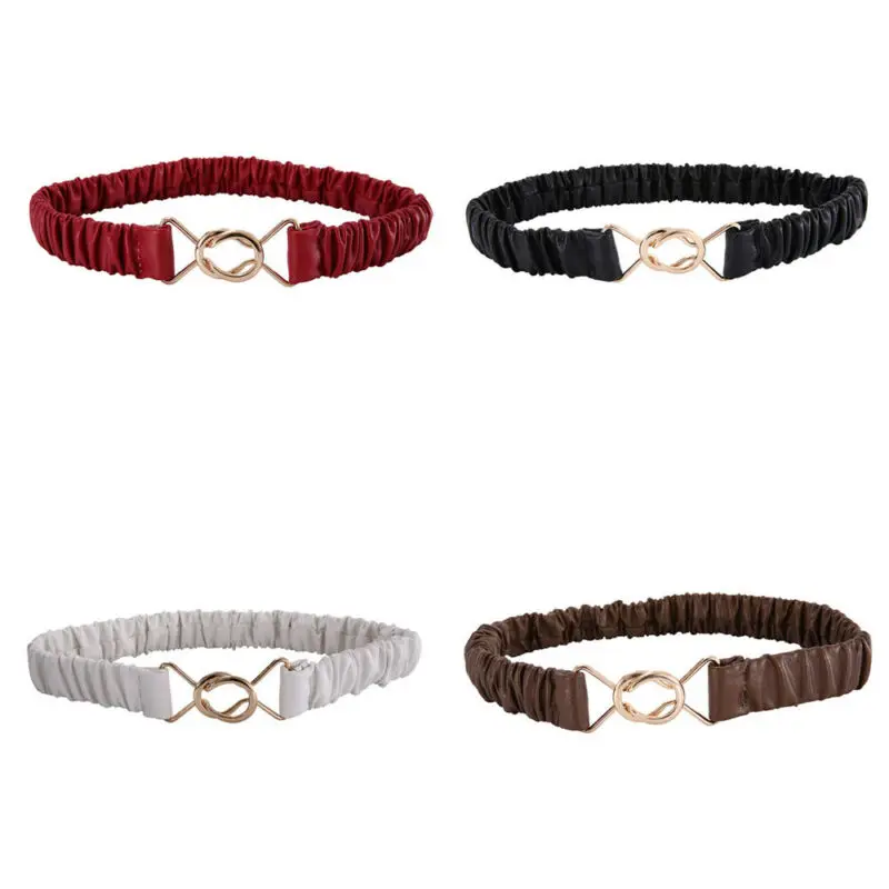 

Womens Fashion Elastic Cinch Women Belt 2 Wide Stretch Waist Band Metal Buckle