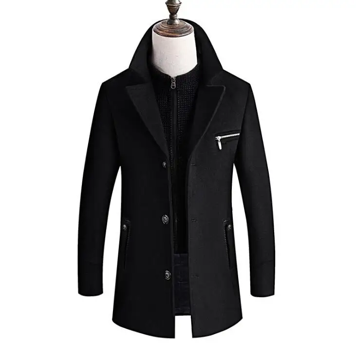 

2019 new arrival winter high quality wool thicked trench coat men,men's wool jackets ,plus-size M-4XL