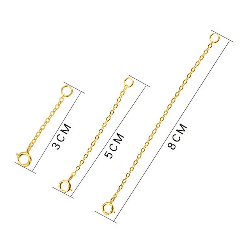 

1PC 24k Gold-Plated Silver Extension Extended Tail Chain Clasps Connector DIY Jewelry Making Findings Necklace 3cm/5cm/8cm
