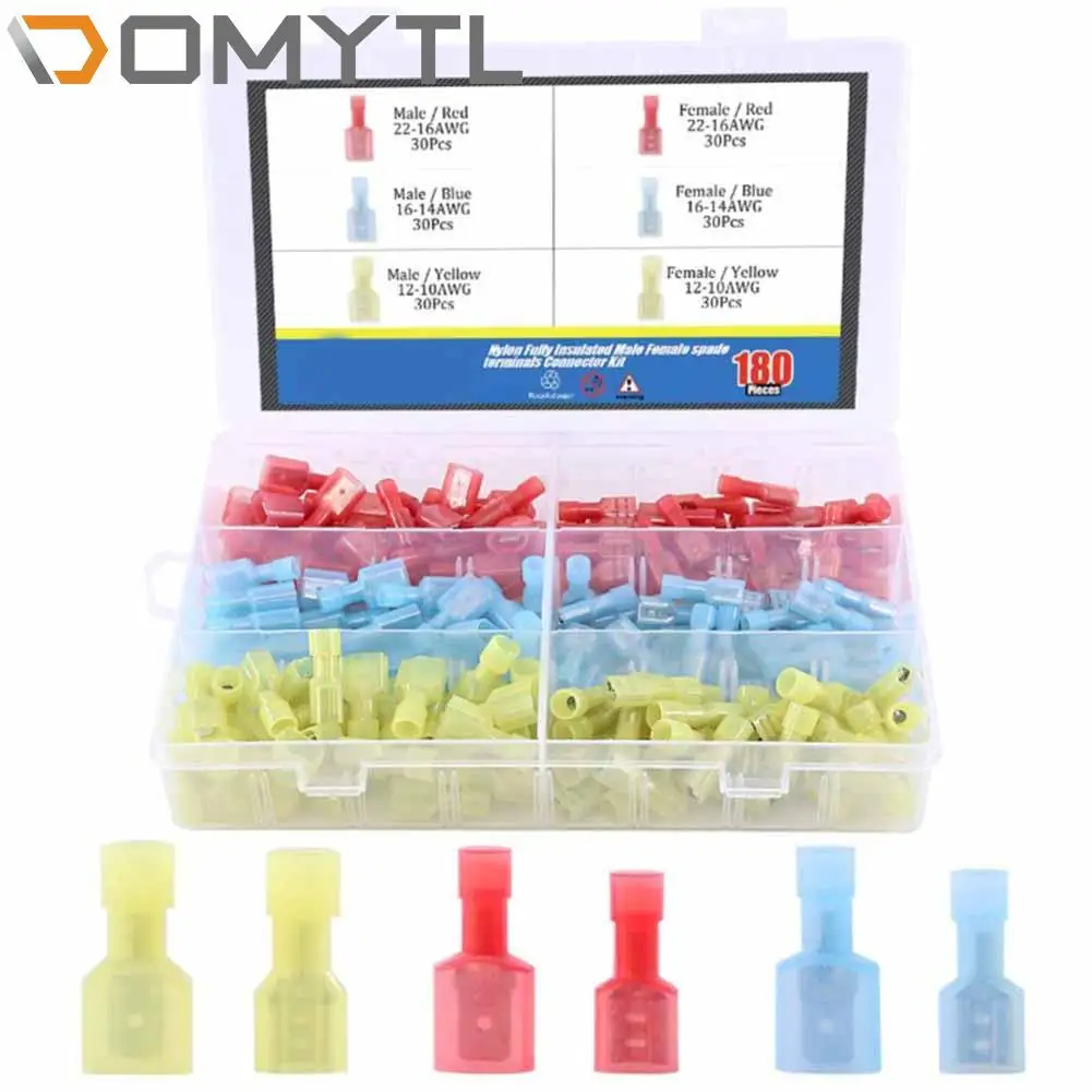 

180Pcs Copper Splice Nylon Bullet Connection Cable Butt Quick Connection Terminal