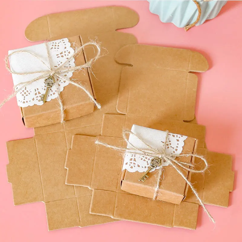 

10pcs black kraft paper packaging box creative small gift box jewelry box chocolate handmade soap gift box wholesale