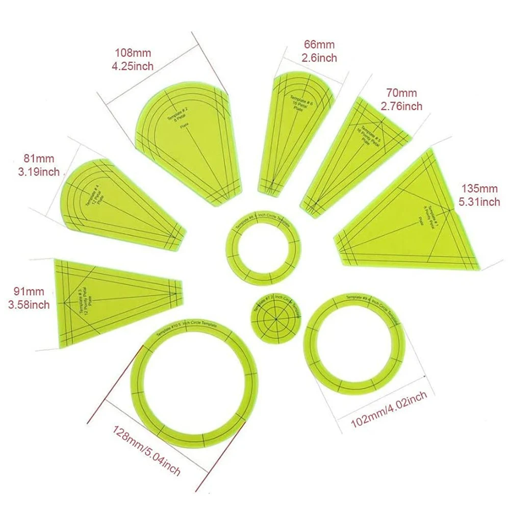 10 шт. набор акриловых шаблонов шаблон для квилтинга линейка шитья без движения