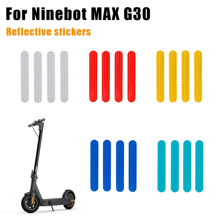 4pcs/set New Front Rear Wheel Cover Eflective Sticker for Ninebot Max G30 Electric Scooter Warning Dustproof Reflective Sticker images - 6