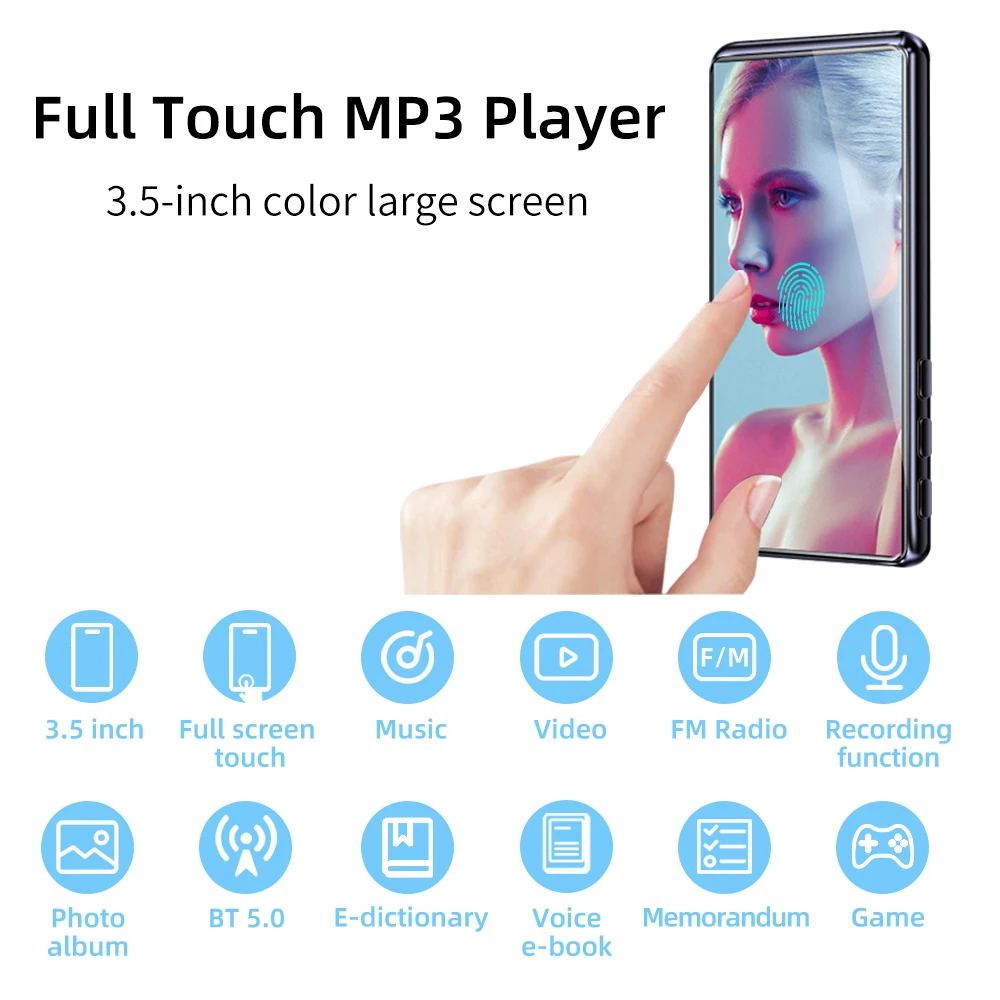 Deelife сенсорный экран MP3 портативный музыкальный плеер с 3 5 дюймовым fm радио видео