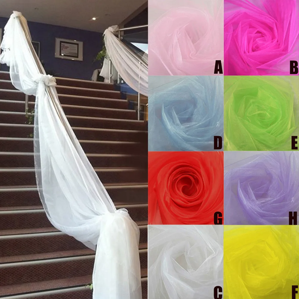 

500cm X 48cm Mariage Yarn Tulle Crystal Organza Fabric Roll Sheer Birthday Event Party Supplies For Wedding Decoration 2021 New#