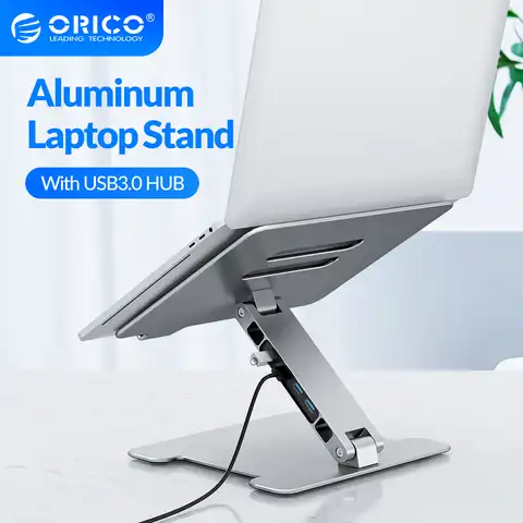 Подставка для ноутбука ORICO, алюминиевая складная охлаждающая подставка для портов ноутбука с USB 3,0 и портом SD для MacBook