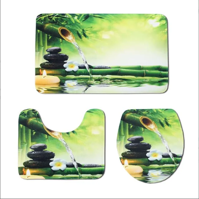 3pcs mat-D 4 шт./компл. аксессуары для ванной комнаты Набор китайский стиль занавески+ коврик для ванной комнаты+ Туалет чехол Ванна ковер шторы YLS05 - Цвет: 3pcs mat-D