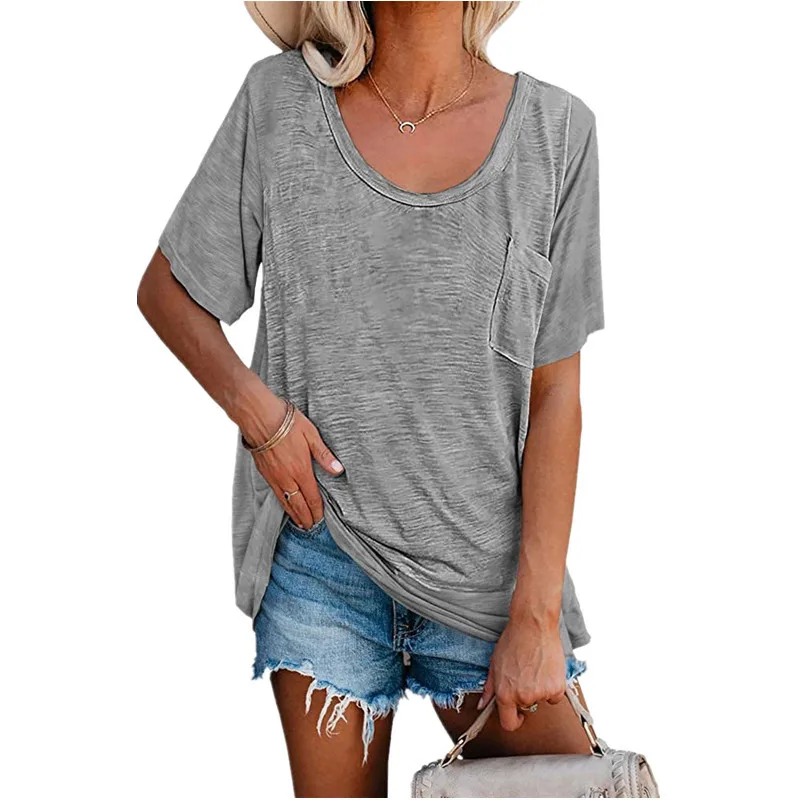 

Plus Size Casual Short Sleeve T Shirts Women Fashion Solid O-Neck Loose T Shirt Summer Tee Shirt All-match Tops Female Tees 3XL