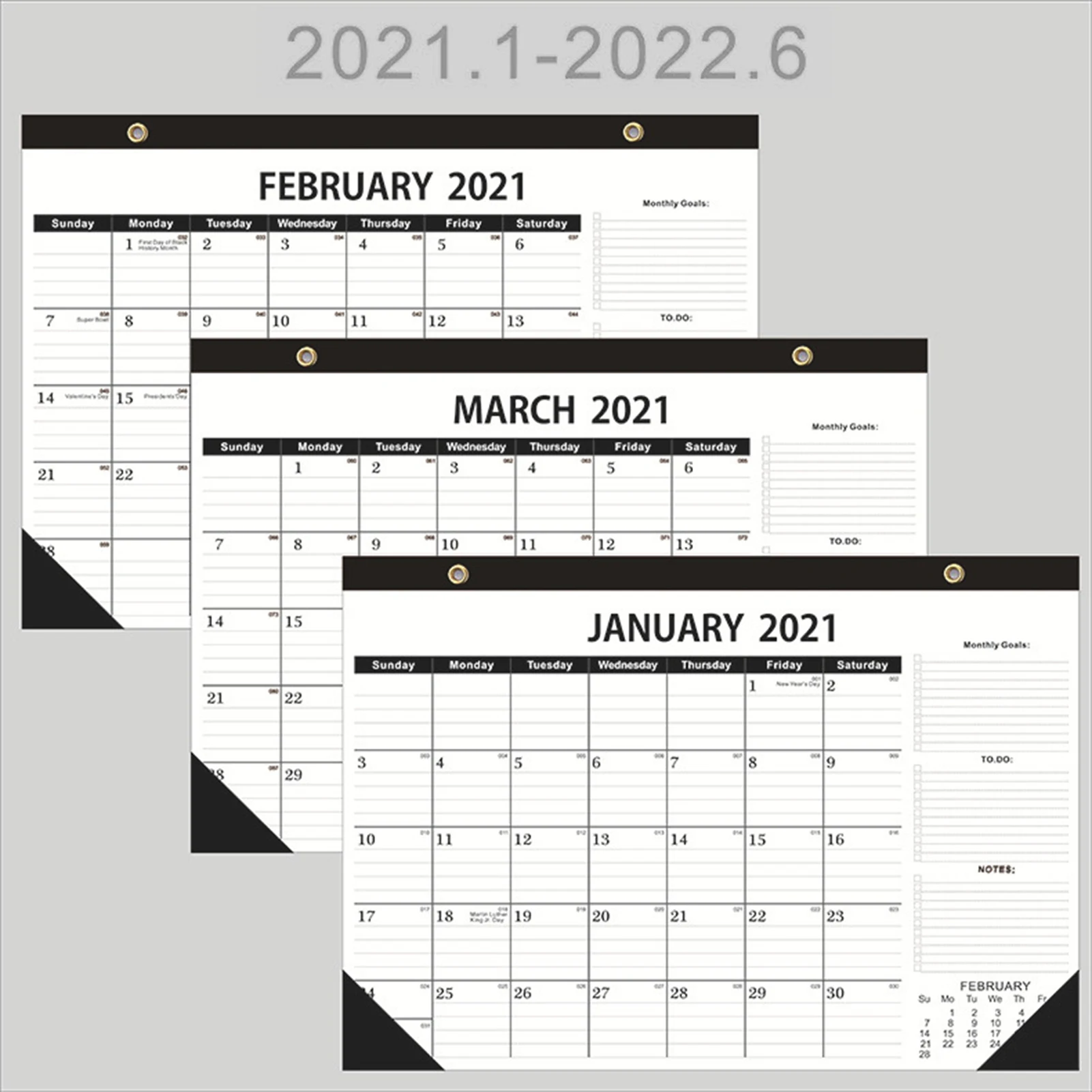 

2020/2021 Block Year Planner Daily Plan Paper Wall Calendar EVA Mark Stickers for office school Home