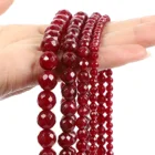 Бусины из натурального камня, граненые бусины из красного агата, круглые бусины-разделители для изготовления ювелирных изделий, рукоделия, браслетов, 4681012 мм