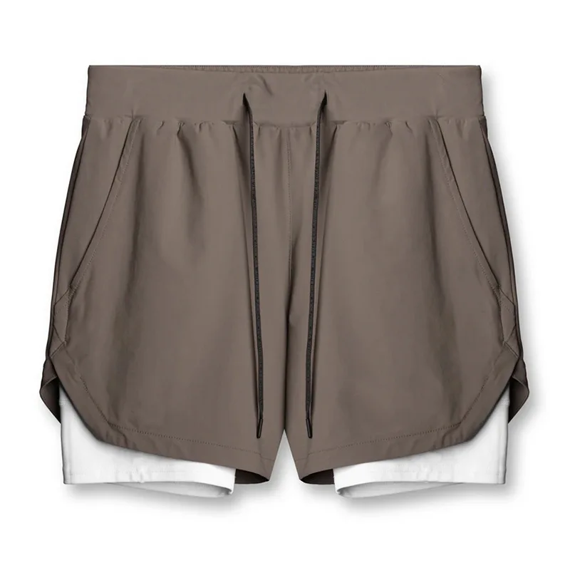 

2021 Summer New Gym Jogging Exercise Shorts Men's Sports Fitness Quick-drying Double-layer Two-in-one Running Shorts