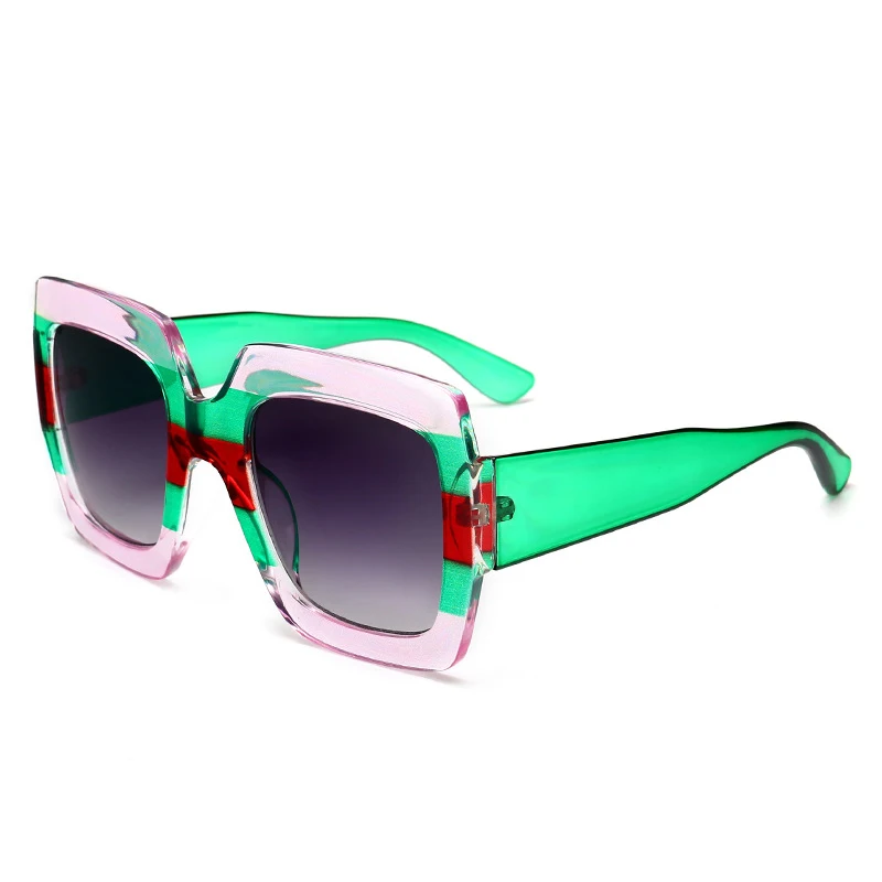 3-PinkGreen.Gray Модные женские солнцезащитные очки, бренд, дизайнерские, 7 цветов, оправа, квадратные солнцезащитные очки, мужские, для путешествий, УФ, большие солнцезащитные очки, оттенки - Цвет линз: 3-PinkGreen.Gray