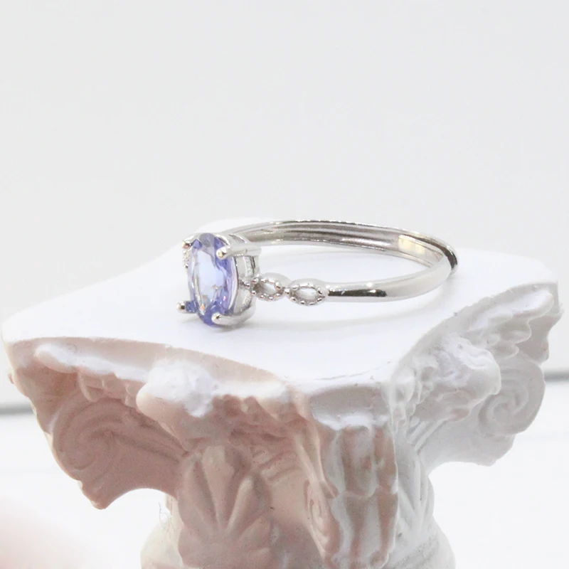 Классическое Обручальное кольцо из серебра 925 пробы с танзанитом 5 мм * 7 0 карата VVS