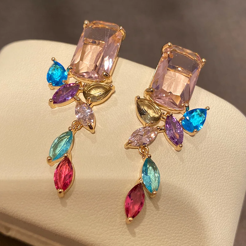 

Bilincolor Fashion CZ Multicolor Drop Eearings for Female