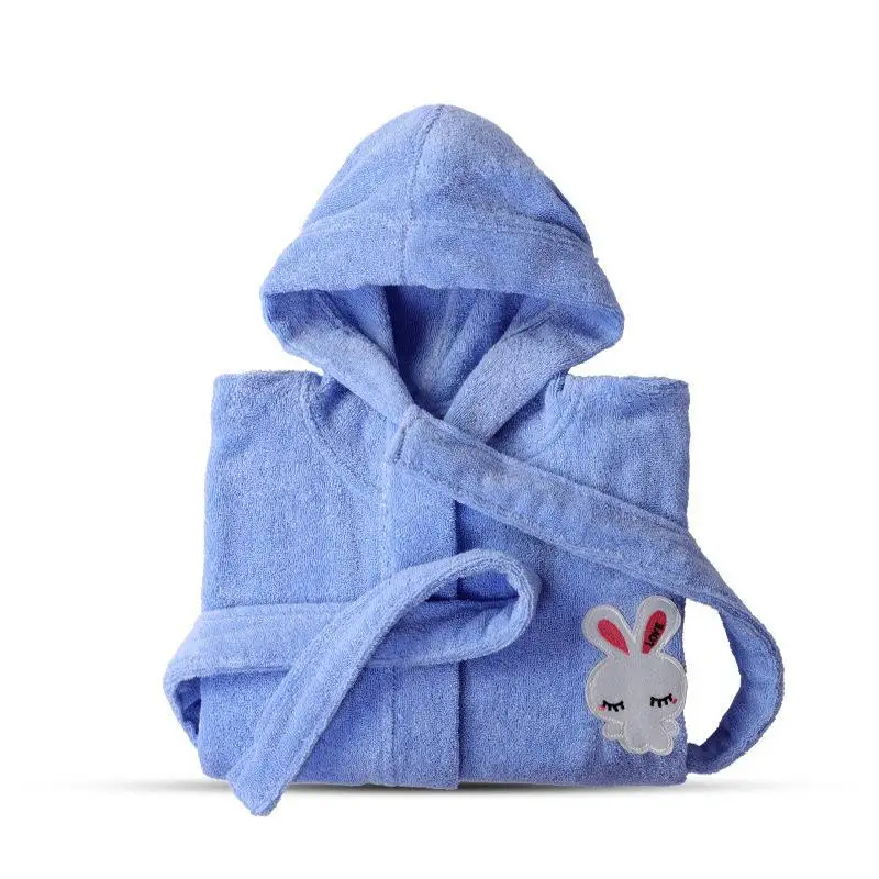 

Autumn New Children Hooded Bathrobe Water Absorbing Thick Warm Pure Cotton Towel Robe Kids Cartoon Loose Casual Nightclothes