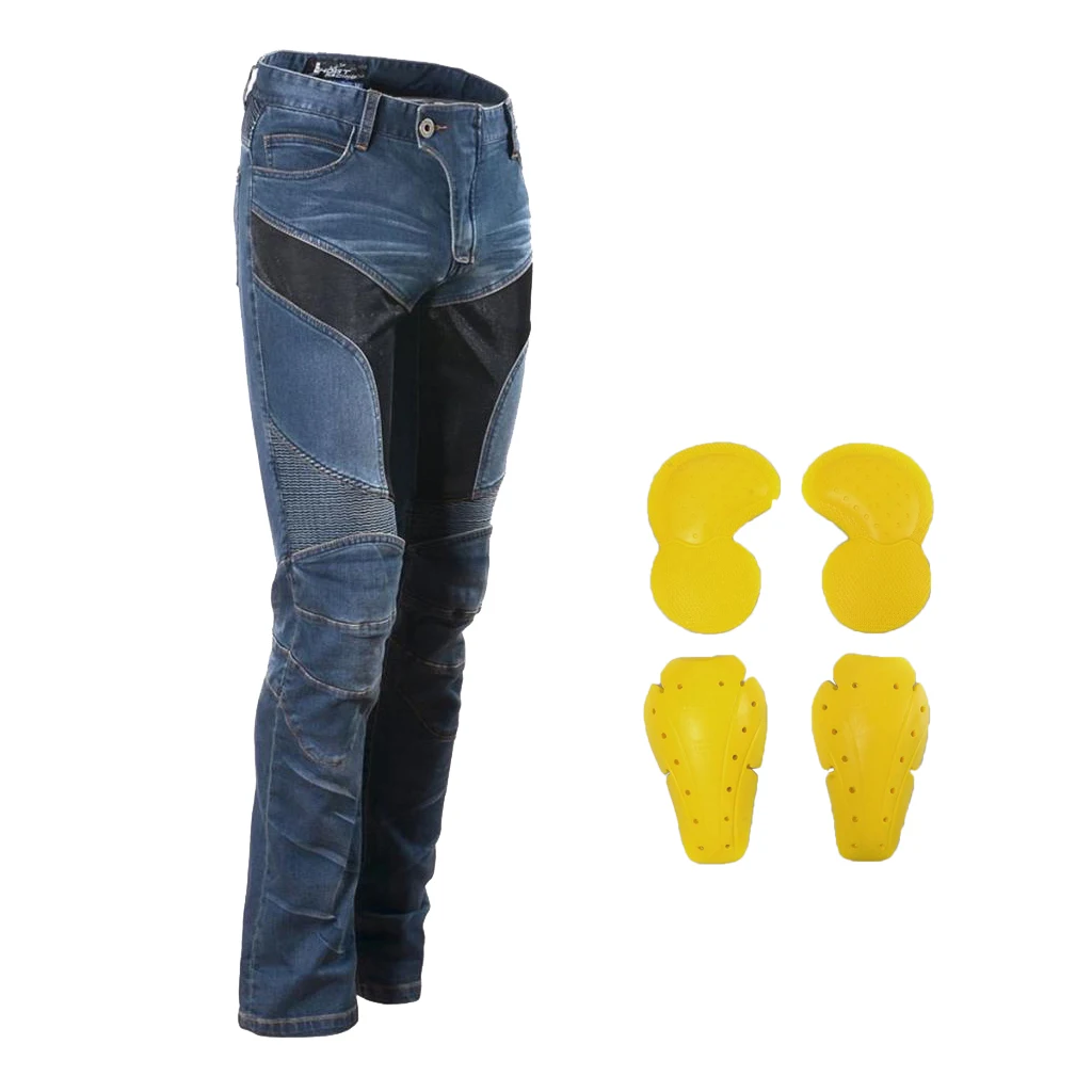Синие джинсы для мотогонок 4 шт. защитные наколенники мотокросса и гонок XL|Брюки| |